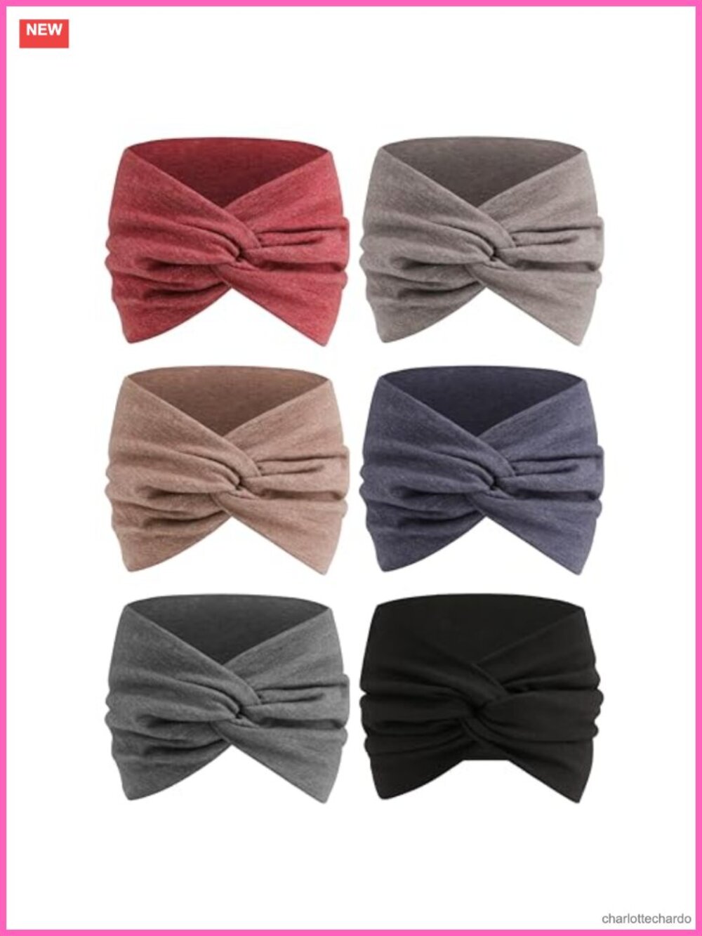 Extra Wide Cotton Like Turban Headbands Non Slip Boho Knotted 6 Pack